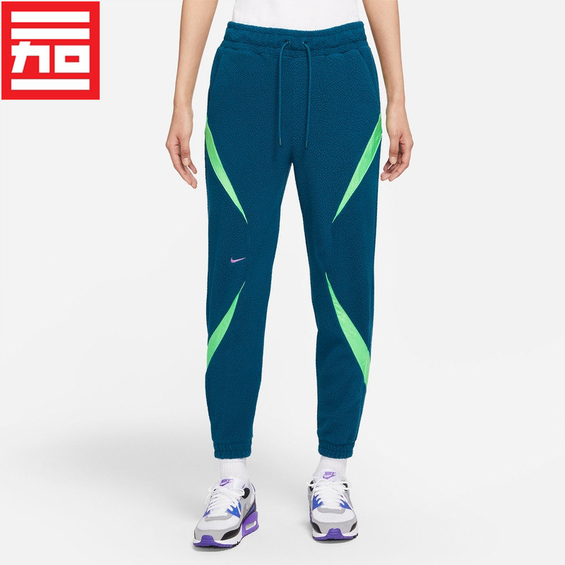 耐克NIKE女子春秋款运动休闲保暖小勾子羊羔绒束脚长裤CU7019-460