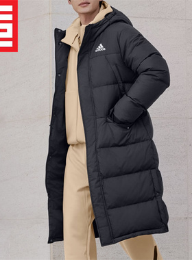 阿迪达斯Adidas男女冬季中长款连帽休闲百搭保暖运动羽绒服KE5405