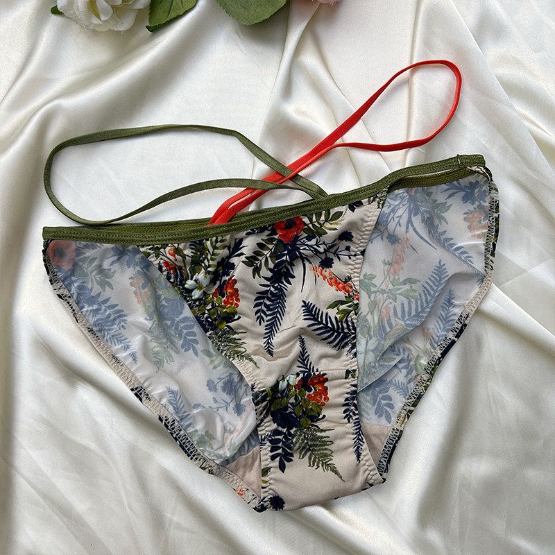 韩国ullala性感美腰交叉带内裤弹力棉裆包臀印花舒适中腰三角裤,女士内衣/男士内衣/家居服,女三角裤,淘宝优惠券,粉丝福利购,淘宝优惠卷