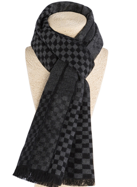 中老年男士围巾冬季爸爸爷爷黑色保暖棉老人拉绒中年围脖男礼盒装