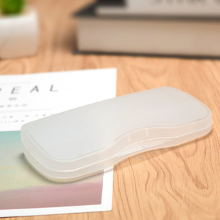 轻便简约便携防压磨砂白色眼镜盒子 小商品收纳盒 方形蛤蟆夹片盒