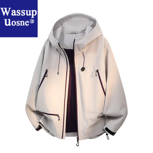 Wassup Uosne外套夹克连帽宽松潮流工装上衣冲锋ma1美式连帽工装