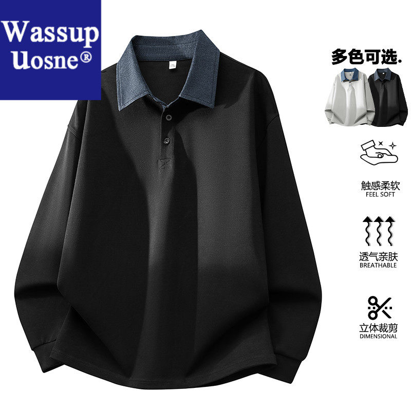 Wassup Uosne长袖柔软透气亲肤多色立体裁剪男士春秋季上衣卫衣大