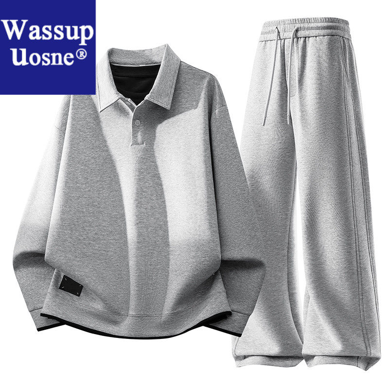 Wassup Uosne套装卫衣上衣春秋长袖时尚休闲秋季外欧版男夏季套装