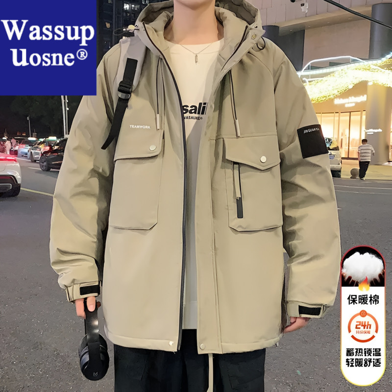 Wassup Uosne‌‌雅丹色加厚棉衣男生冬季防寒服棉袄美式加绒连男