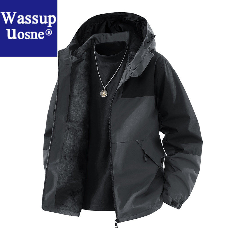 Wassup Uosne男士户外休闲防水潮流春秋薄款冲锋衣外套2026春季运