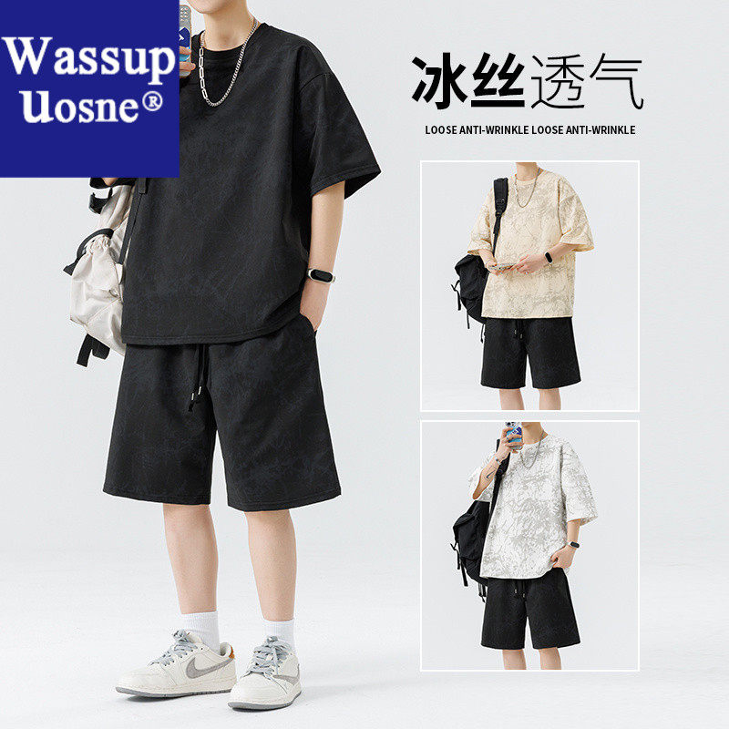 Wassup Uosne短裤男士夏季潮牌大码五分裤子男款夏天运动男生宽