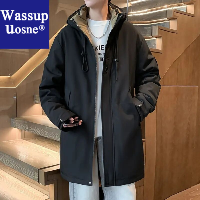 Wassup Uosne2026新品加绒棉衣大码冬季外套加厚防寒服连帽青春男