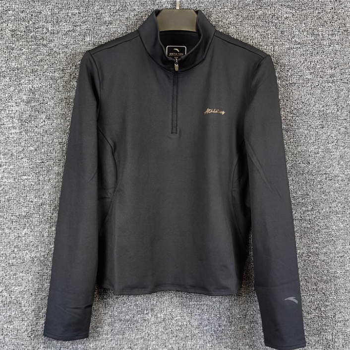 安踏全天候女长袖半拉链修身潮2025秋新款速干训练长T恤162537403