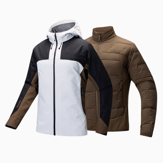 安踏国家地理女户外冲锋衣2024冬新款羽绒服内胆两件套162446607