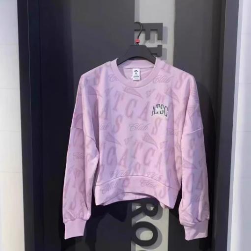 安踏正品女满印花卫衣2024冬新款舒适潮圆领运动套头衫162448726图片