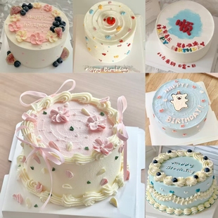 简约款素面蛋糕上海本地现做动物奶油新鲜水果夹心下午茶生日配送