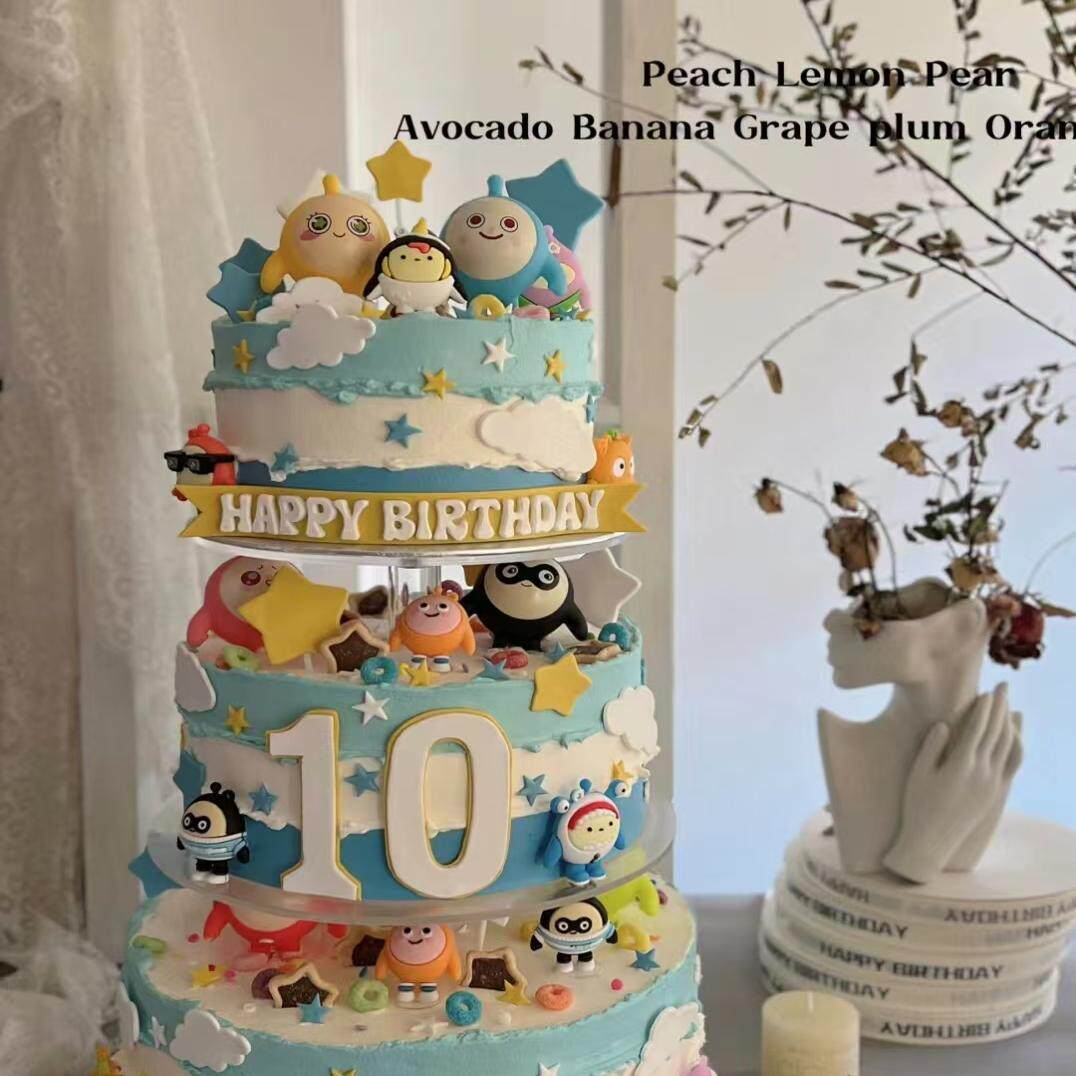 上海支架多层定制儿童周岁老人祝寿宴会动物奶油生日蛋糕同城配送