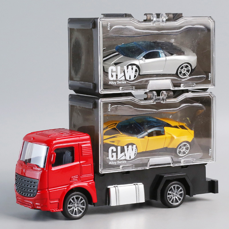 合金集装箱运输车惯性耐摔拖车儿童运输卡车小汽车可拼装车厢模型