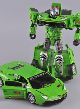 儿童益智男孩战警赛车卡车惯性跑车模型变身战士变形机器人玩具