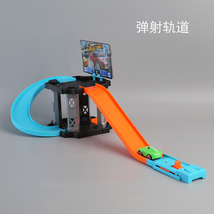 男孩热力益智穿越赛车拼装 儿童汽车弹射玩具轨道车套装 回旋轨道