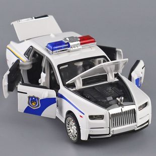 警车劳斯莱斯玩具车儿童惯性小汽车六开门警车声光模型小轿车礼物