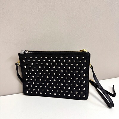 头层牛皮钉包真皮女包手拿包