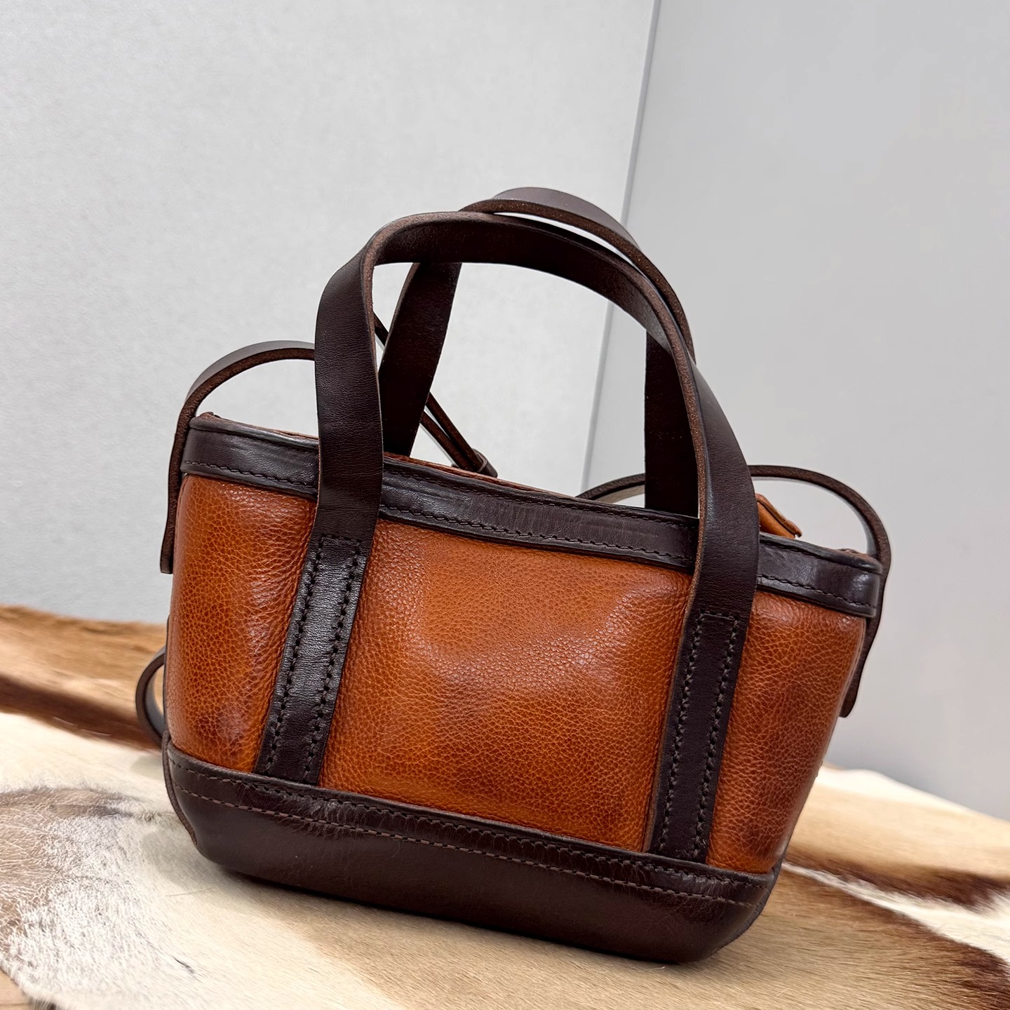 5mm巨厚！植鞣牛皮托特包真皮包