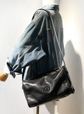 巨好搭！牛货~复古真皮单肩男包斜挎包休闲牛皮包男女包纯皮包潮