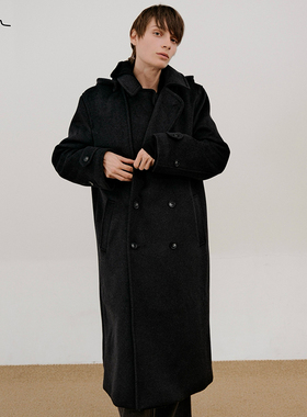 COLN连帽羊毛双排扣大衣简直是把冬日时髦又保暖具像化紧紧包裹你