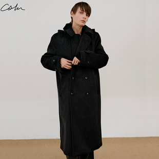 COLN连帽羊毛双排扣大衣简直是把冬日时髦又保暖具像化紧紧包裹你