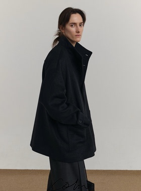 COLN羊毛混纺立领大衣清隽也优雅 知进退的剪裁有着懂藏锋的灰