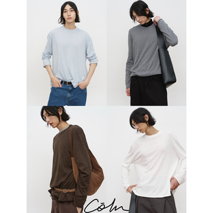 COLN就让1衣多穿的多色圆领卷边针织薄毛衣陪你从冬到即将来的春