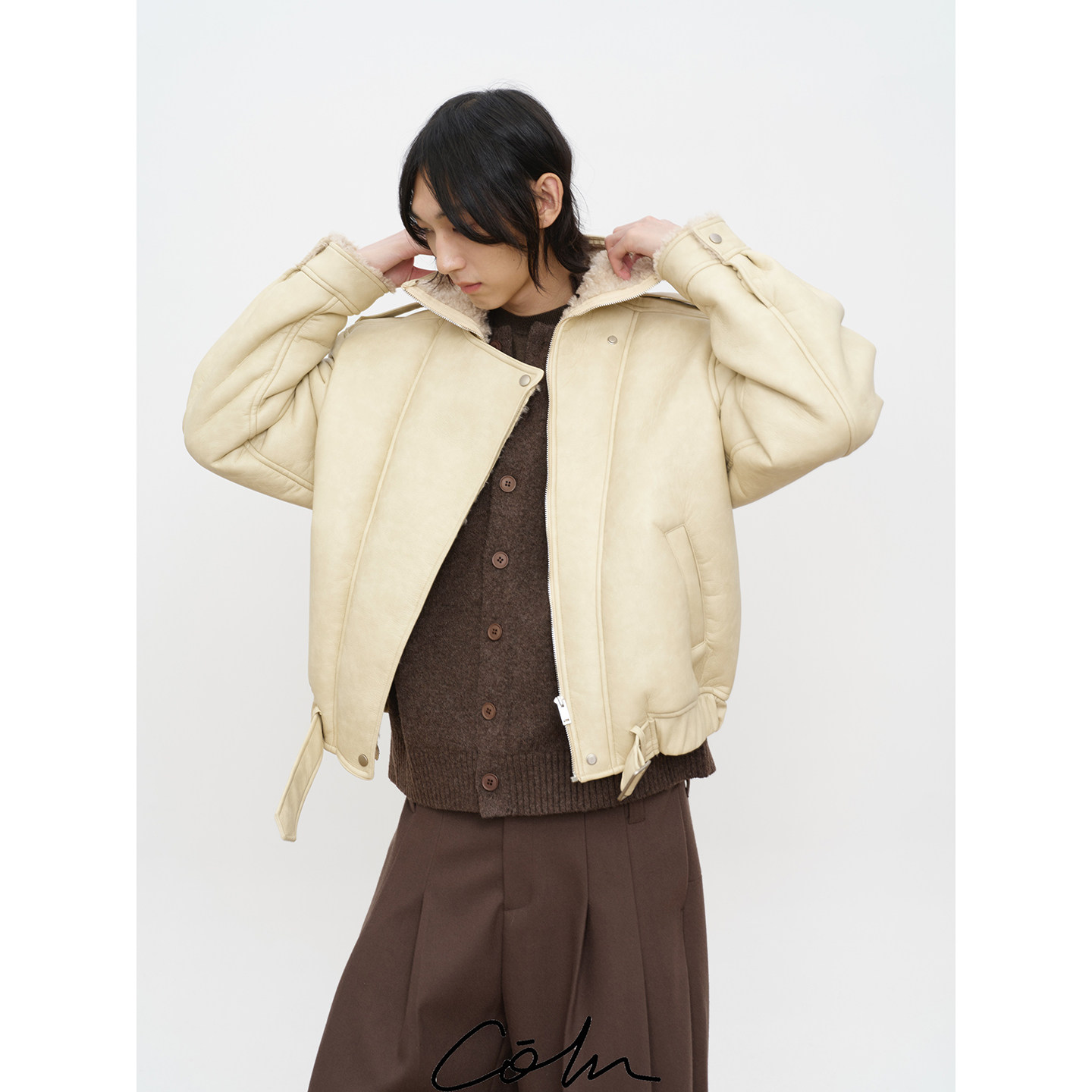 COLN双层门襟假两件人造皮毛一体用1层锁住温度用另外1层锁住时髦,男装,皮衣,淘宝优惠券,粉丝福利购,淘宝优惠卷