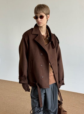 COLN风衣式羊毛呢料短款大衣是众多外套里特别的那个笼络秋冬时髦