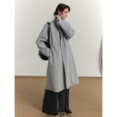 COLN立领抽绳大衣1键删除普通大衣 墨守陈规用腰间抽绳时髦一冬