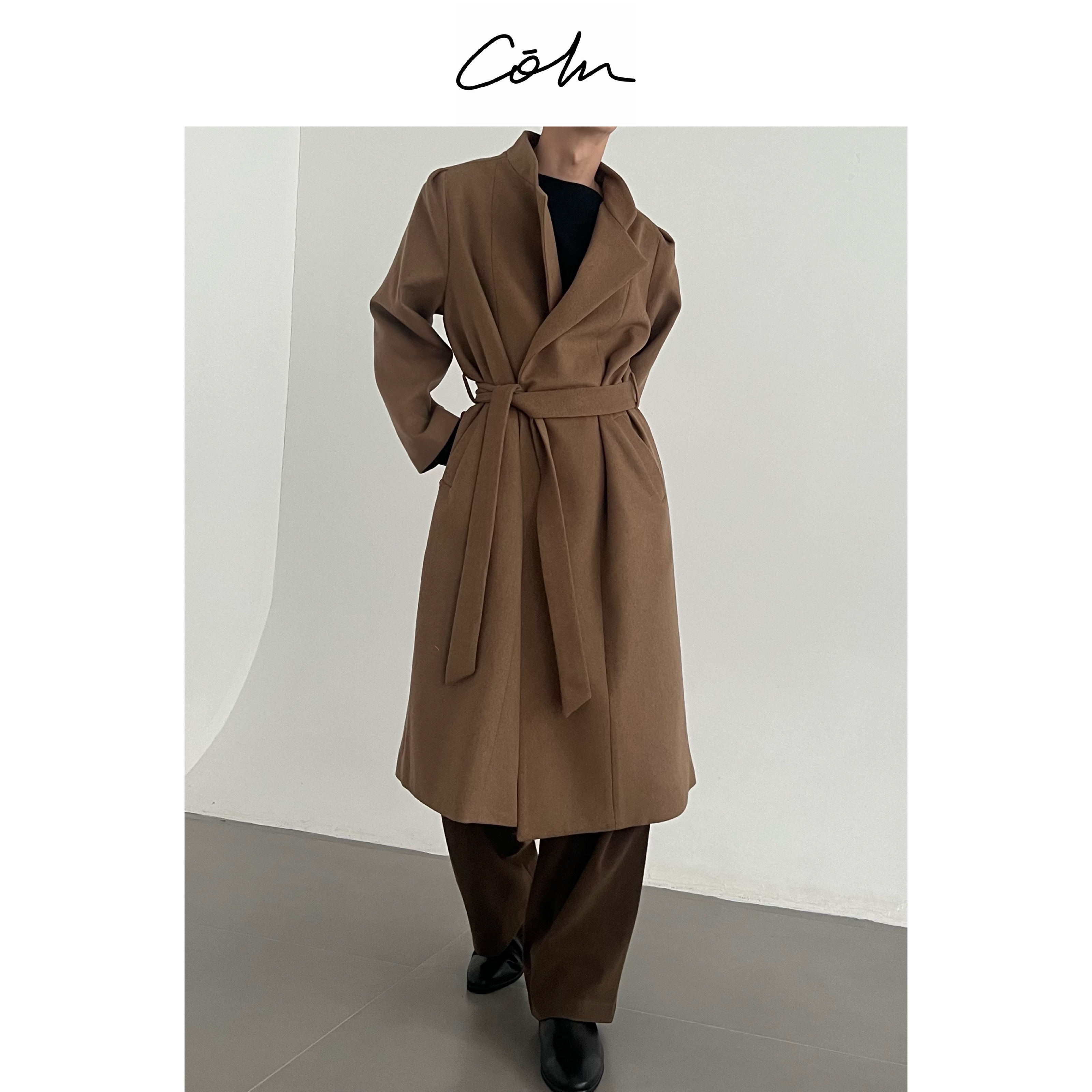 COLN秋冬中长款立领羊毛大衣