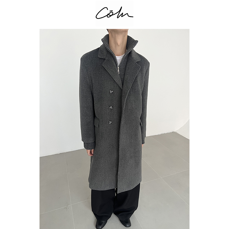 COLN秋冬西装领中长款呢大衣