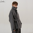 COLN天寒地冻穿羊毛系带高领短大衣这样好看时髦的外套才是正经事