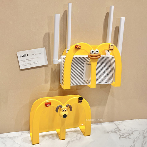 路由器放置架免打孔墙面收纳可爱卡通香肠嘴家用wifi光猫壁挂支架