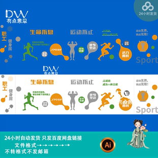 健身房运动标语口号背景墙宣传栏形象墙文化墙设计素材ai矢量模板