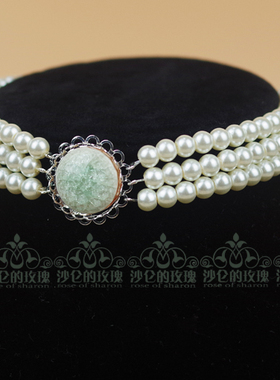 原创冰瓷珍珠三层项链Lolita