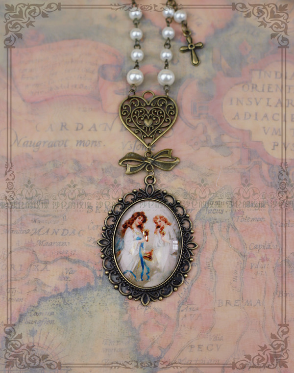 独家！*雪夜圣歌*雪花 天使时光宝石项链 圣诞 Lolita 复古毛衣链