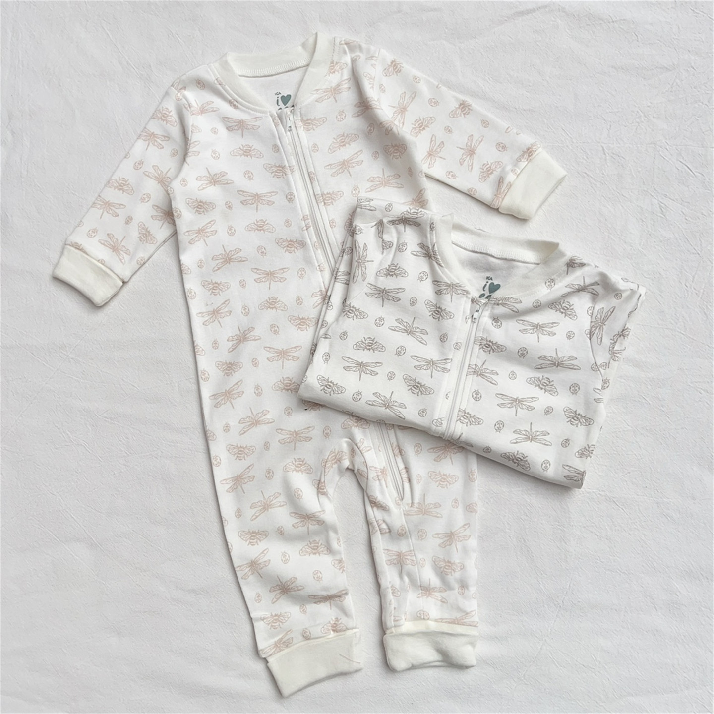 68-86码瑞典男女宝宝拉链长爬外贸婴儿INS全棉百日周岁长袖连体衣