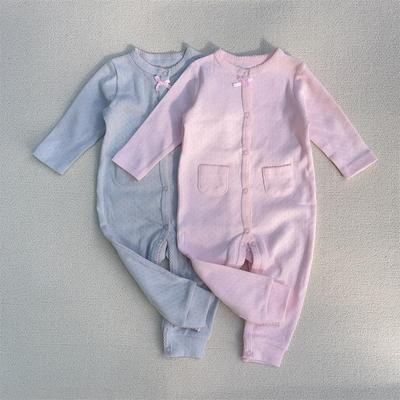 3-18M外贸新生婴儿镂空长袖连体衣原单女宝宝公主春满月百日爬服