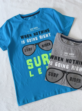 包邮！146-164码丹麦nameit男童短袖T恤中大童夏季卡通半截袖上衣