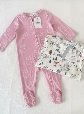 澳洲COTTONON新生婴儿拉链连体衣外贸男女宝宝公主满月包脚长爬服