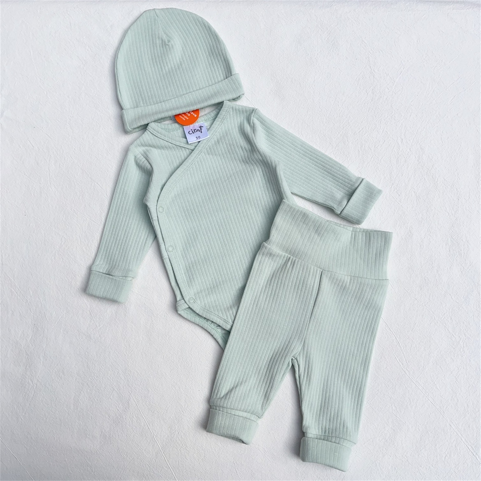50-62/澳洲新生婴儿长袖三角爬PP裤帽子套装男女宝宝满月百日服