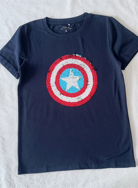 包邮！仅140码/丹麦nameit男童夏季短袖T恤上衣大童半截袖T恤衫