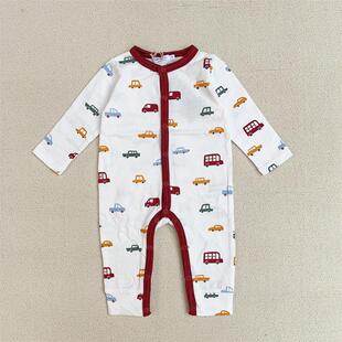 1-24M法单boutchou新生婴儿春夏薄款连体衣男宝宝满月百日INS长爬