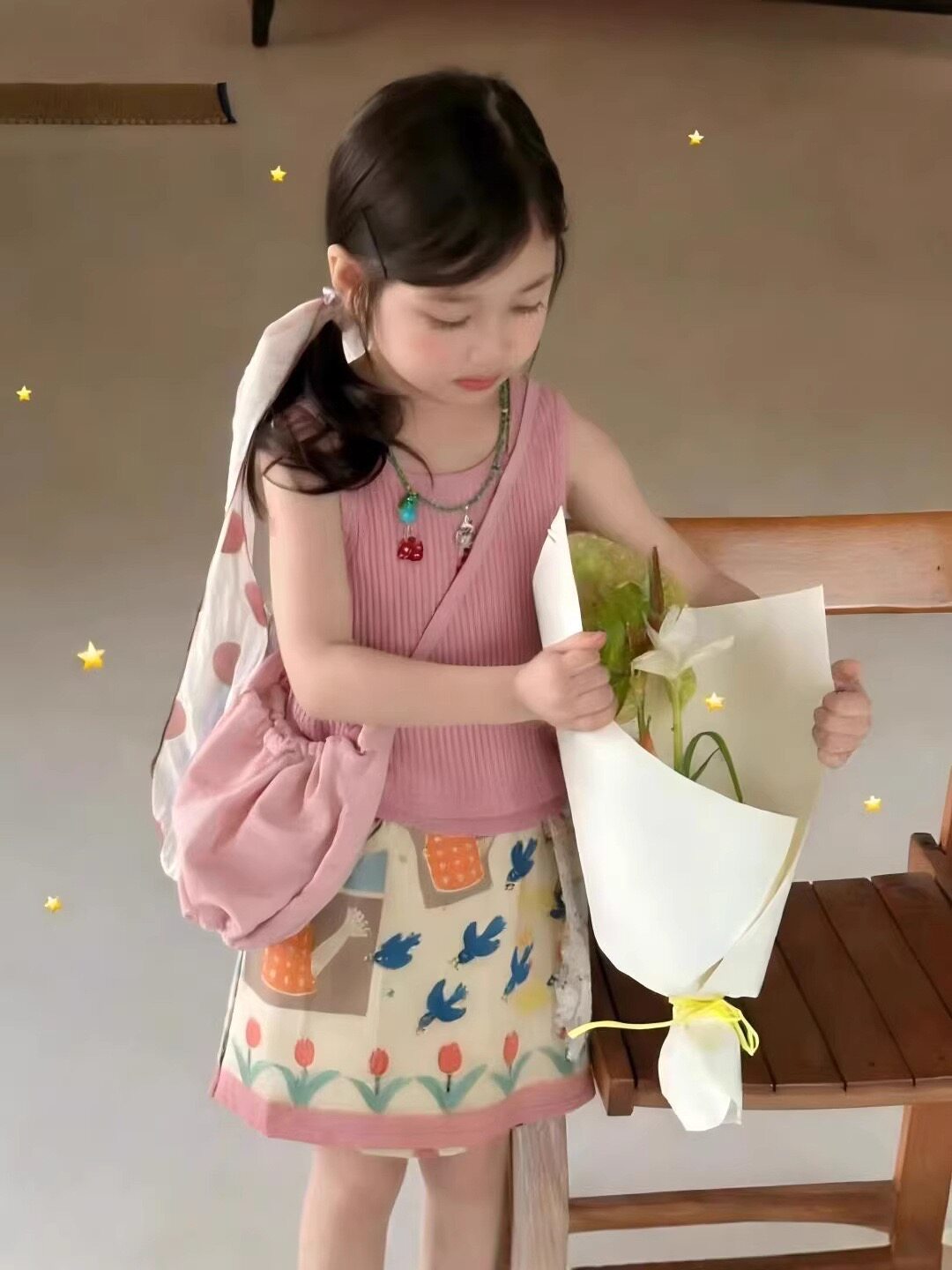 韩国女童上衣背心半身裙两件套儿童卡通印花短裙宝宝甜美裙子夏季