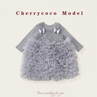 气质高级女童连衣裙套裙2025秋冬季 宝宝高网纱蛋糕裙两件套公主裙