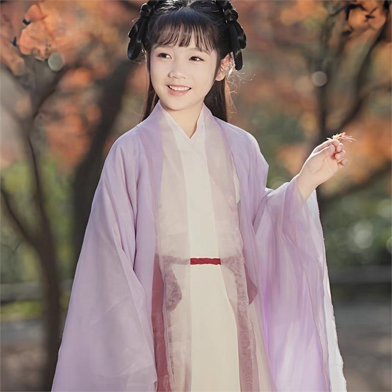 女童汉服魏晋风2025年新款夏季紫色广袖流仙裙中国风小女孩仙女裙