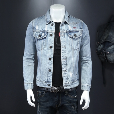 其它翻领春季修身潮牌牛仔