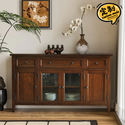 美式简约实木定制餐厅餐边柜酒柜